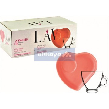LAV KALBIMS1 Kahve fincani / Set 4pcs 225 cc / Cafeglas / 6833