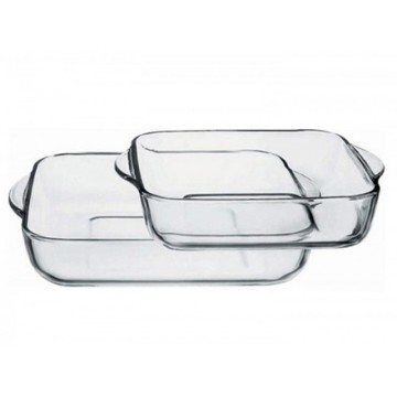 Pasabahce 159028 Borcam Set 2pcs Quadrat Schale / Kare Tepsi / A2408