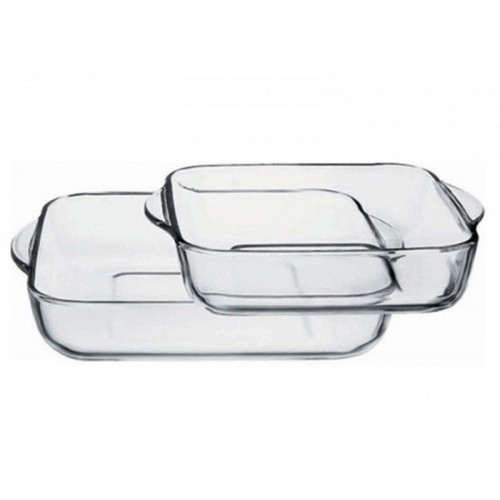 Pasabahce 159028 Borcam Set 2pcs Quadrat Schale / Kare Tepsi / A2408