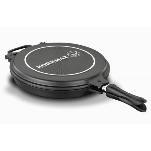 Double Alu. Fry Pans w/lid 32cm -Black/Izgara Tava/ A1436