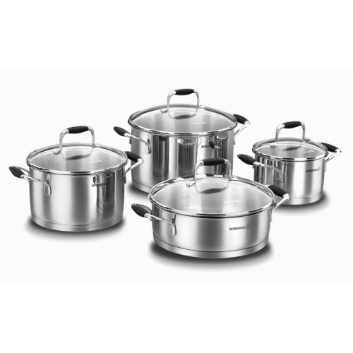 Flora 8 pcs. Cookware Set - Black /Tencere Seti/ A1979