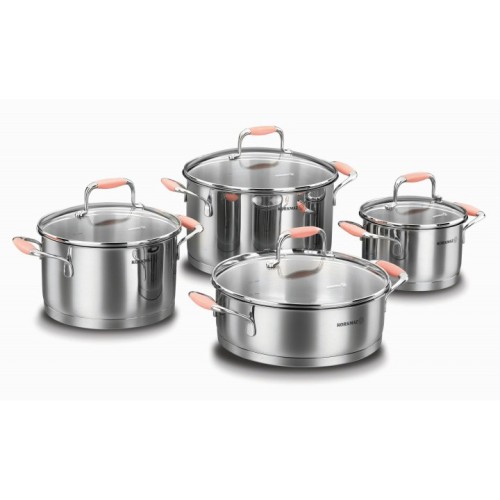 Flora 8 pcs. Cookware Set - Pink / Tencere Seti/ A1979-1